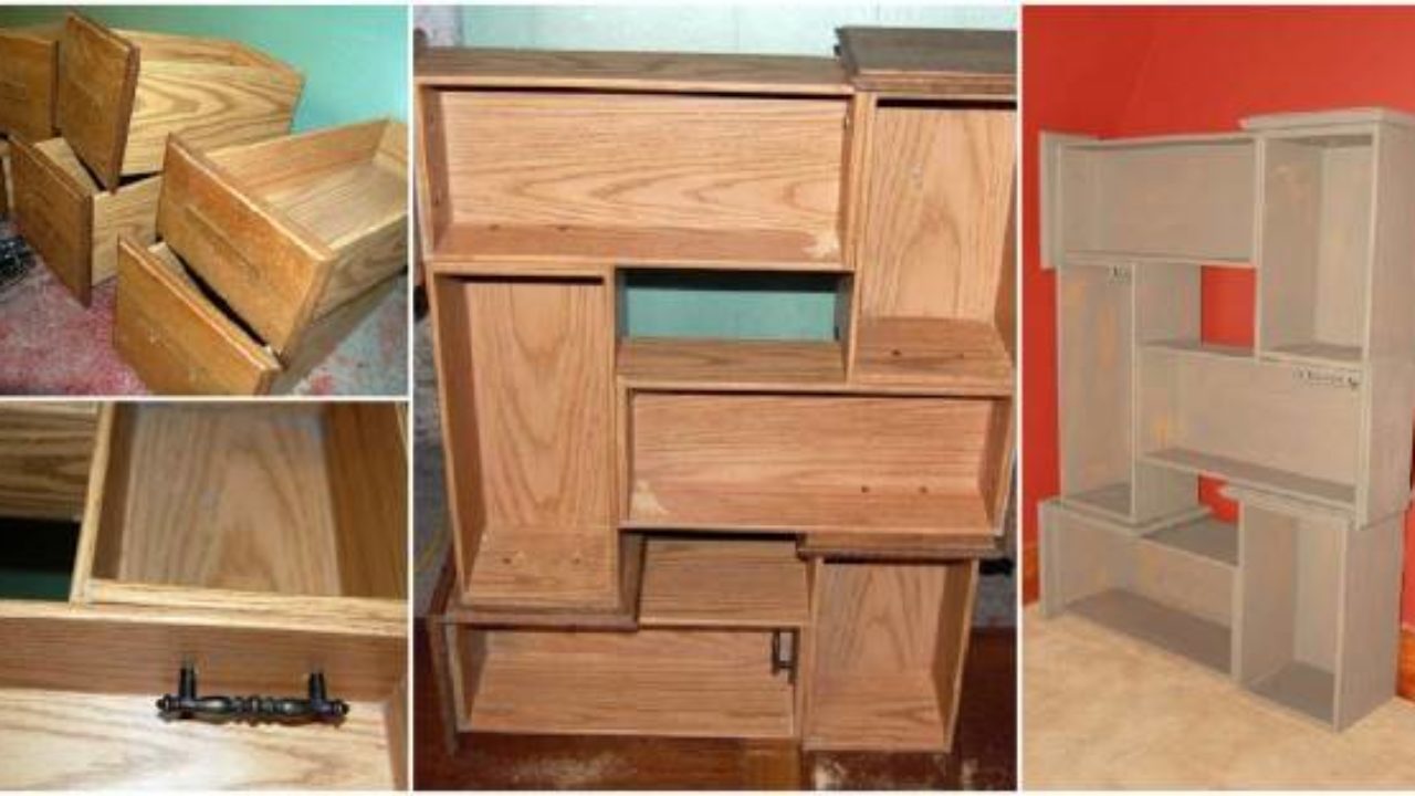 Creative Ideas Diy Repurpose Old Drawers Into Awesome Shelving Unit