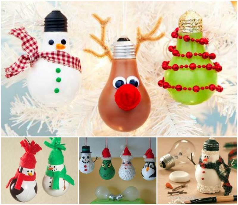  Creative  Ideas  DIY  Light Bulb Christmas  Ornaments