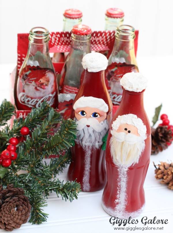 Creative Ideas - DIY Christmas Hand Painted Glass Bottle Santa