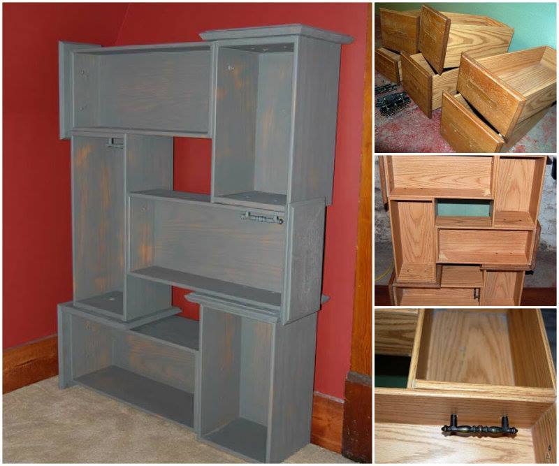 Creative Ideas Diy Repurpose Old Drawers Into Awesome Shelving Unit