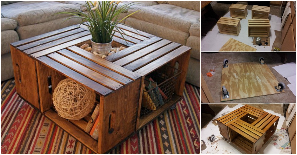 Diy Coffee Table From Recycled Wine Crates, Coffee Table From Wine Boxes