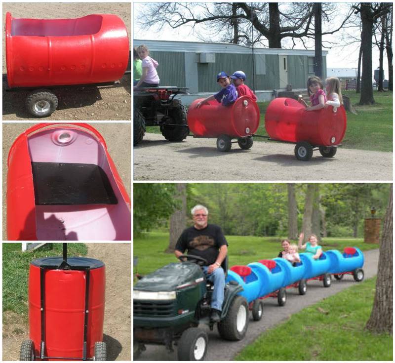 Creative Ideas - DIY Plastic Barrel Outdoor Train