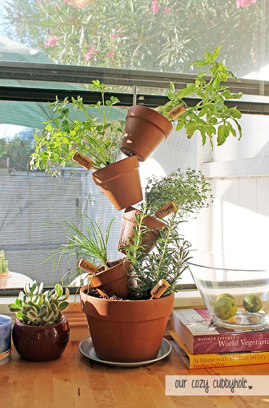 35+ Creative DIY Herb Garden Ideas --> DIY Vertical Herb Garden