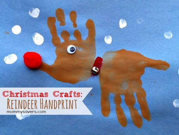 40+ Creative Handprint and Footprint Crafts for Christmas Reindeer Handprint Ornament