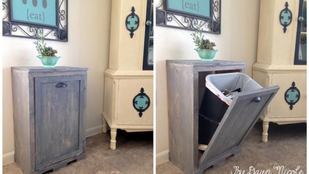 Creative Ideas Diy Wood Tilt Out Trash Can Cabinet I Creative