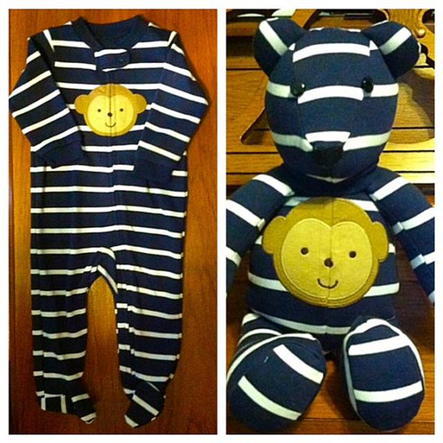 teddy bear out of baby onesie