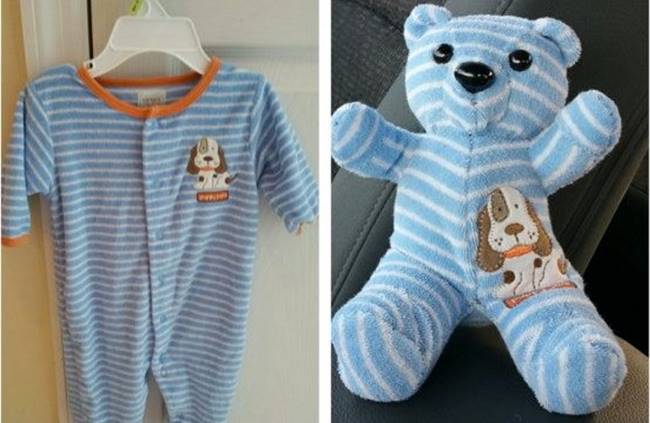 make teddy bear out of baby clothes