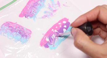 Creative Ideas - Diy Water Marble Nail Stickers With A Plastic Bag - I Creative Ideas