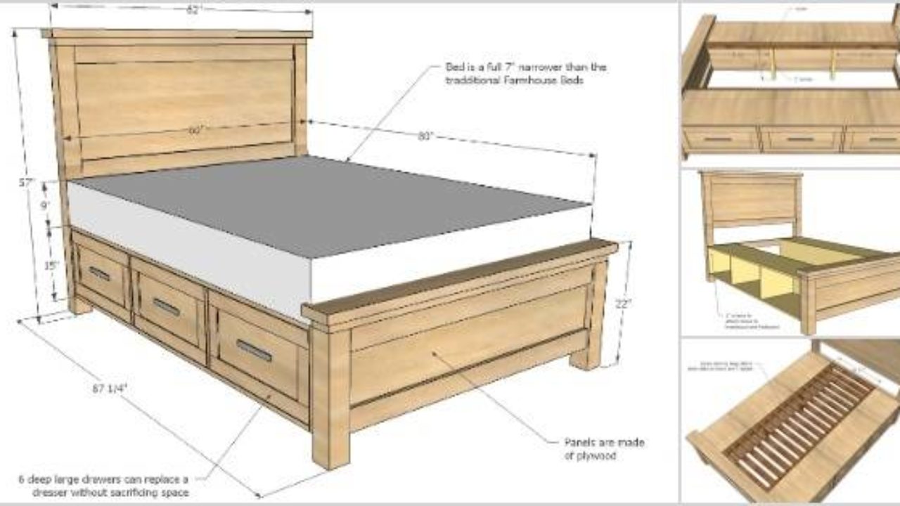 Creative Ideas How To Build A Farmhouse Storage Bed With Drawers