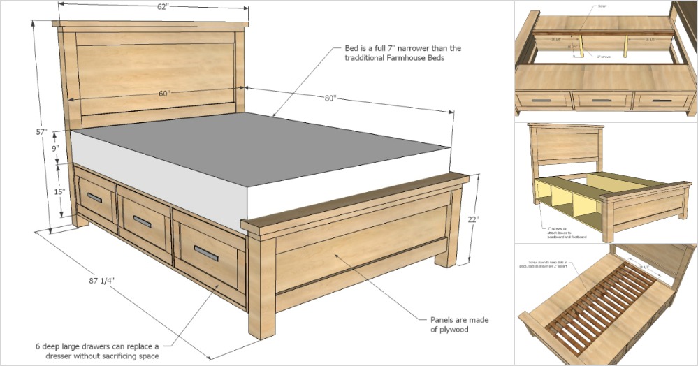 Creative Ideas - How To Build A Farmhouse Storage Bed with ...