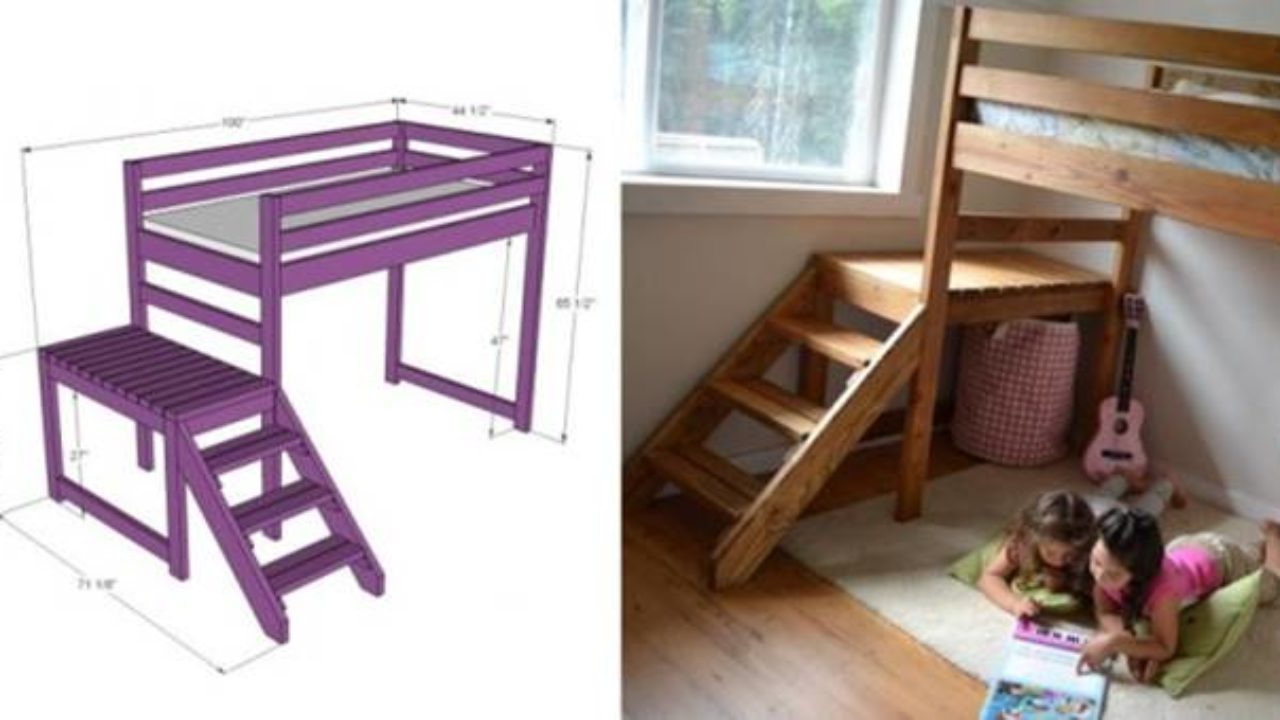Creative Ideas Diy Camp Loft Bed With, Diy Bunk Bed Plans With Stairs