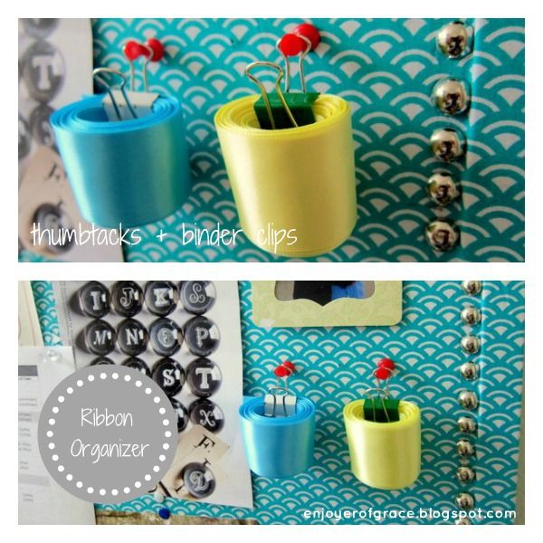 DIY Ribbon Organizer with Binder Clips